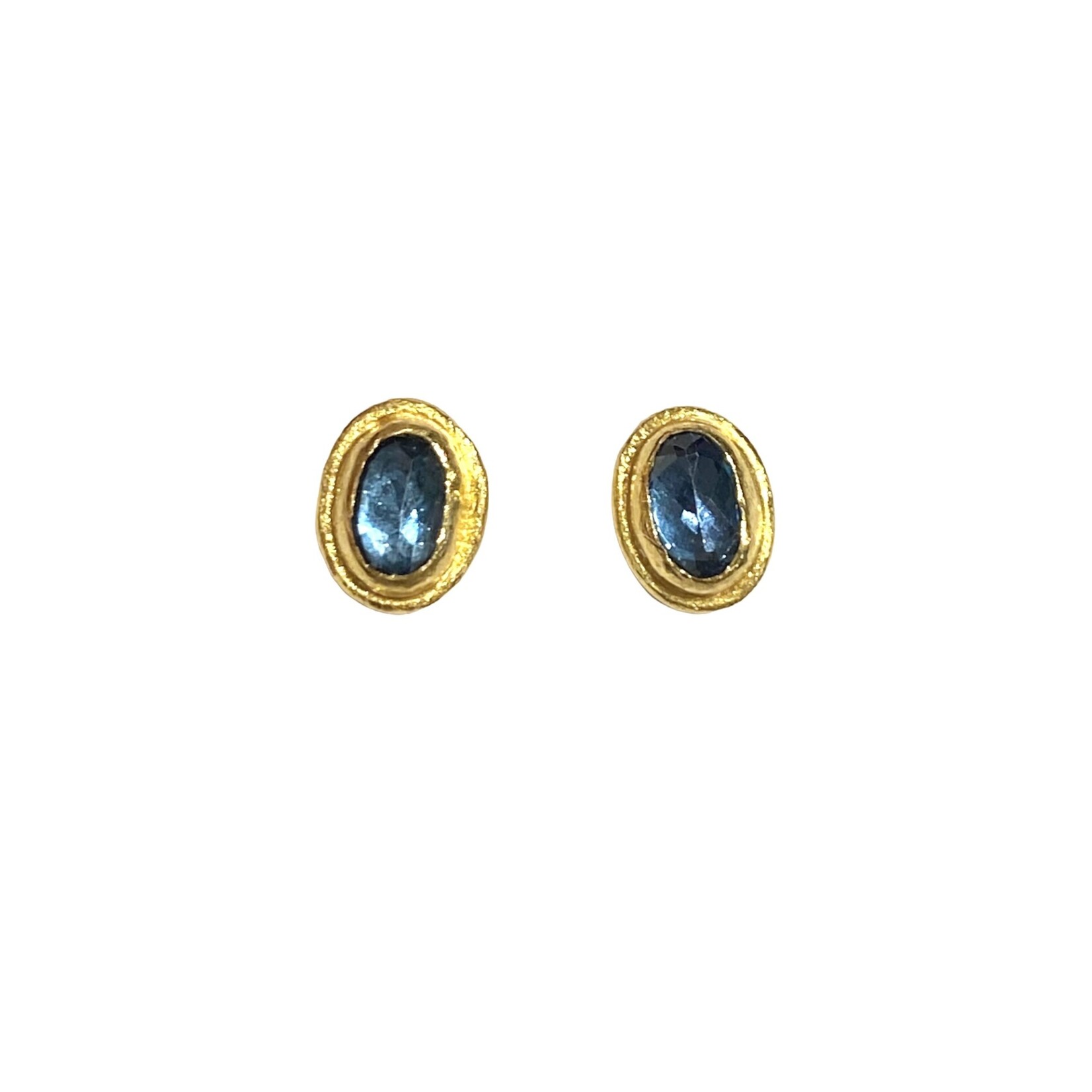 ARA Collection 24k Gold and Blue Topaz Post Earrings