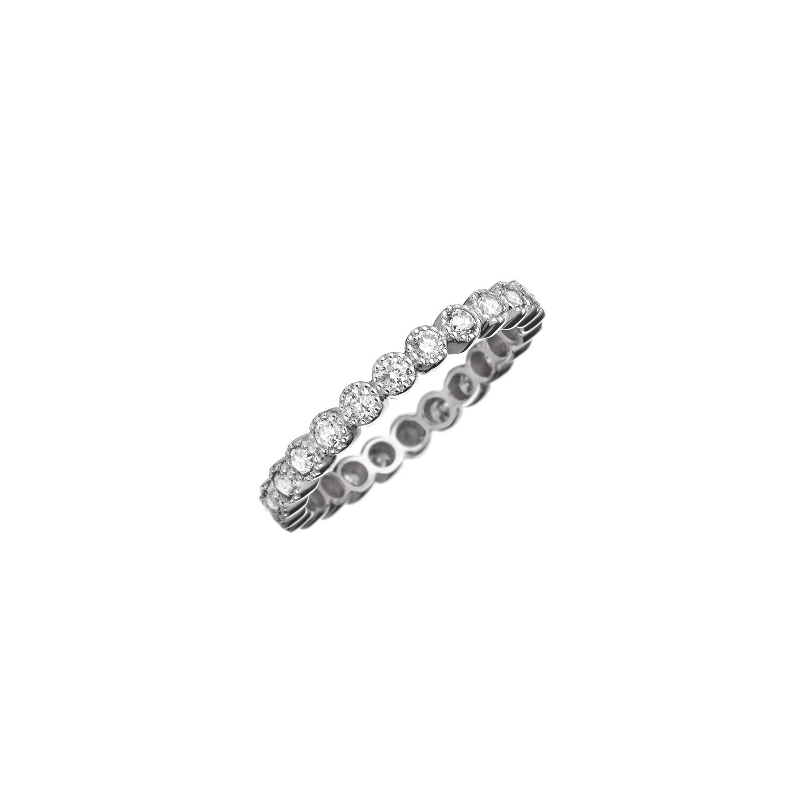 Sethi Couture Bezel Set White Diamond and White Gold Eternity Band