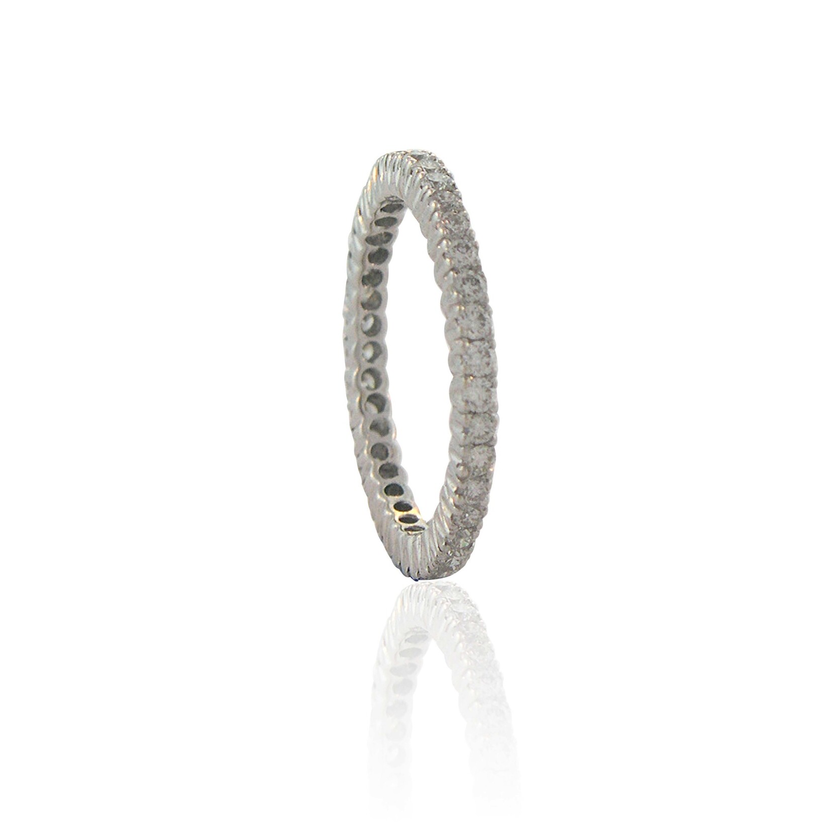 Sethi Couture Prong Set White Diamond and White Gold Eternity Band