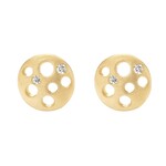 Dana Bronfman Yellow Gold and Diamond Coin Stud Earrings