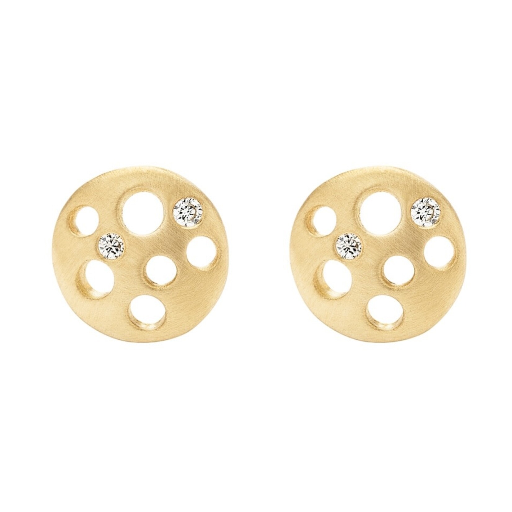 Dana Bronfman Yellow Gold and Diamond Coin Stud Earrings
