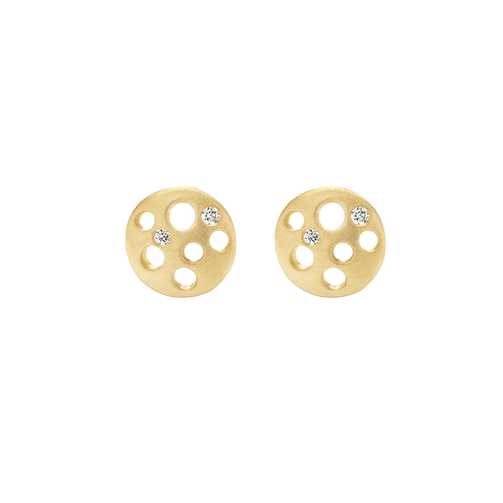 Dana Bronfman Yellow Gold and Diamond Coin Stud Earrings