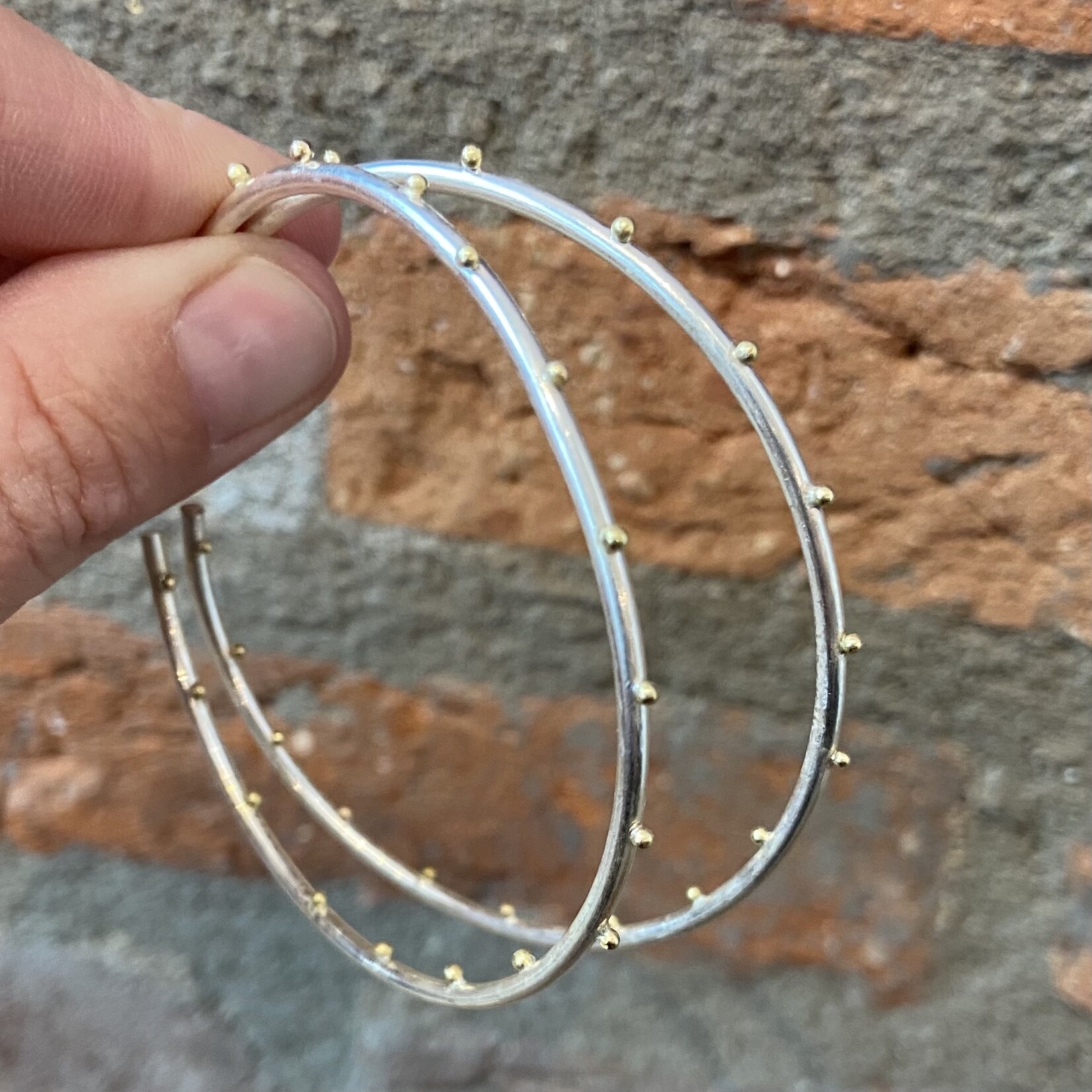 Silver and Yellow Gold Dottie Hoop Earrings