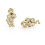 White Diamond and Yellow Gold Cluster Studs