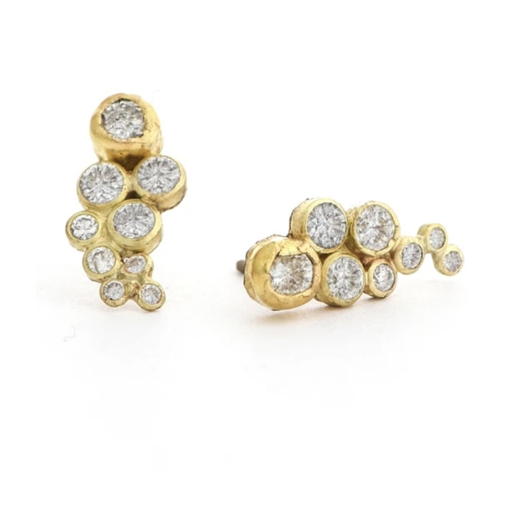 White Diamond and Yellow Gold Cluster Studs