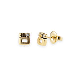 Alex Sepkus 'Little Windows' Yellow Gold and Diamond Stud Earrings
