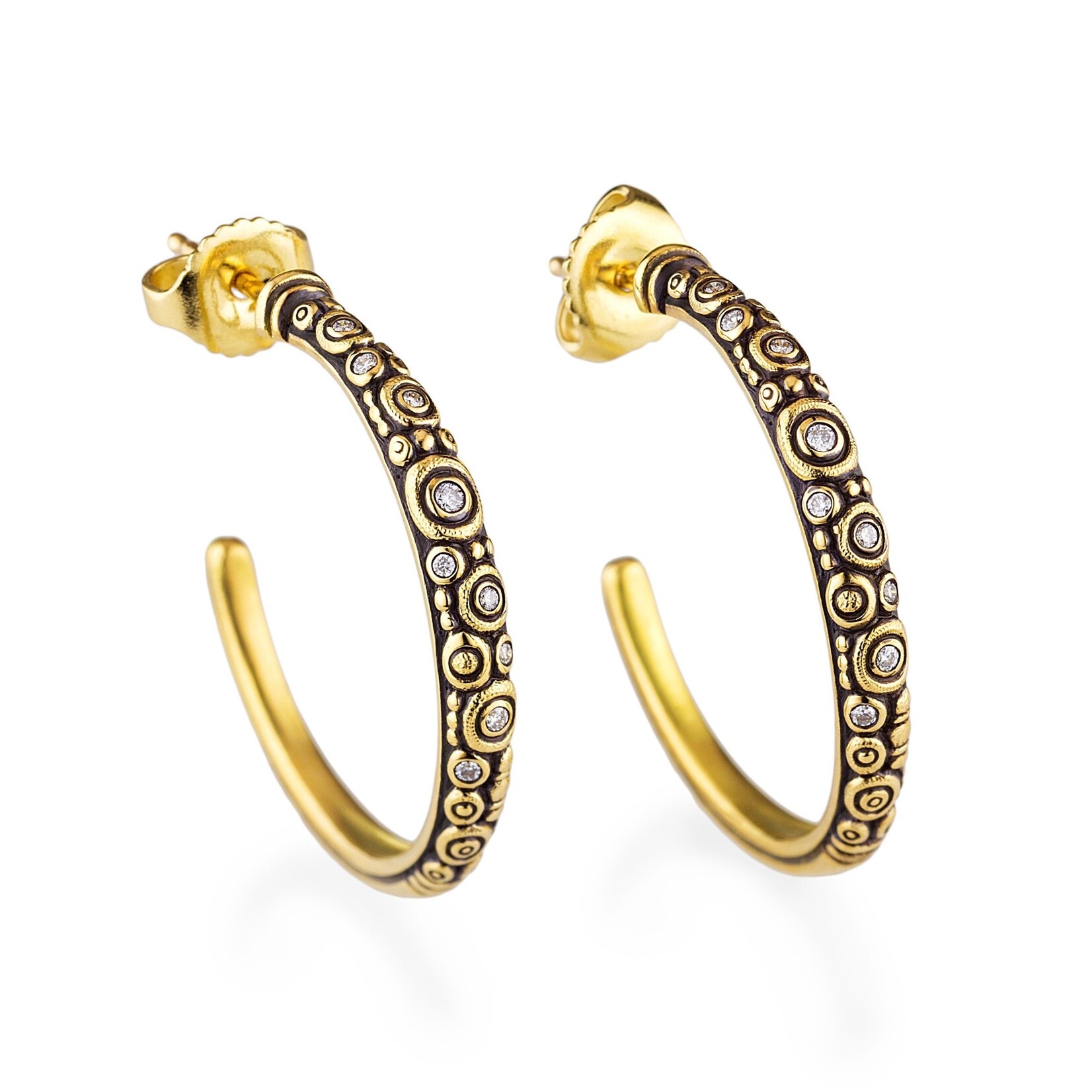 Alex Sepkus 18k Yellow Gold and Diamond Hoop Earrings