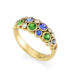 Alex Sepkus Tsavorite, Sapphire, Diamond and Yellow Gold Ring