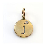Heather Moore 14K Yellow Gold "J" (mini) Round Charm with Diamond