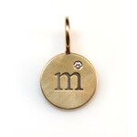 Heather Moore 14K Yellow Gold "M" (mini) Round Charm with Diamond