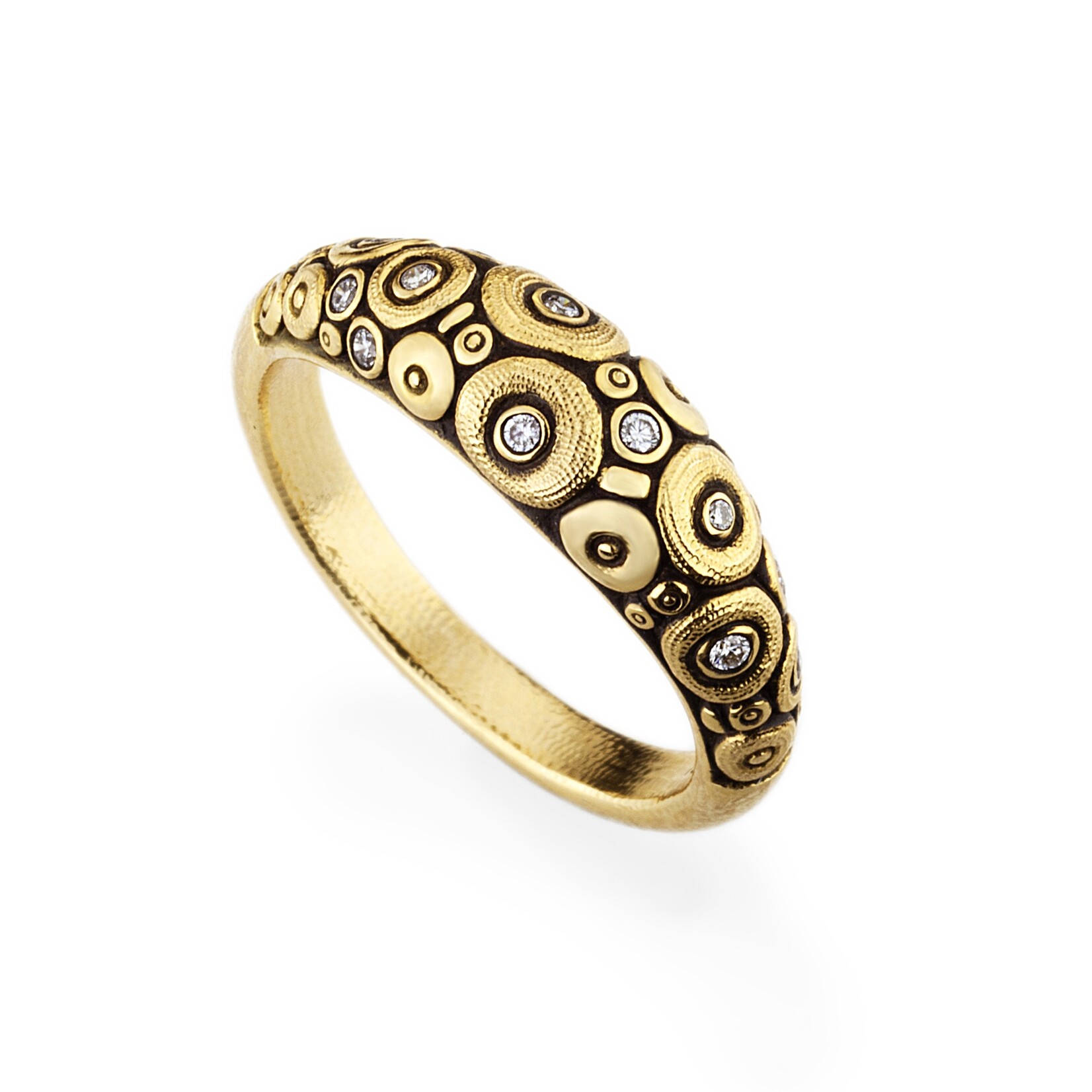 Alex Sepkus Diamond and 18k Yellow Gold "Orchard" Dome Ring