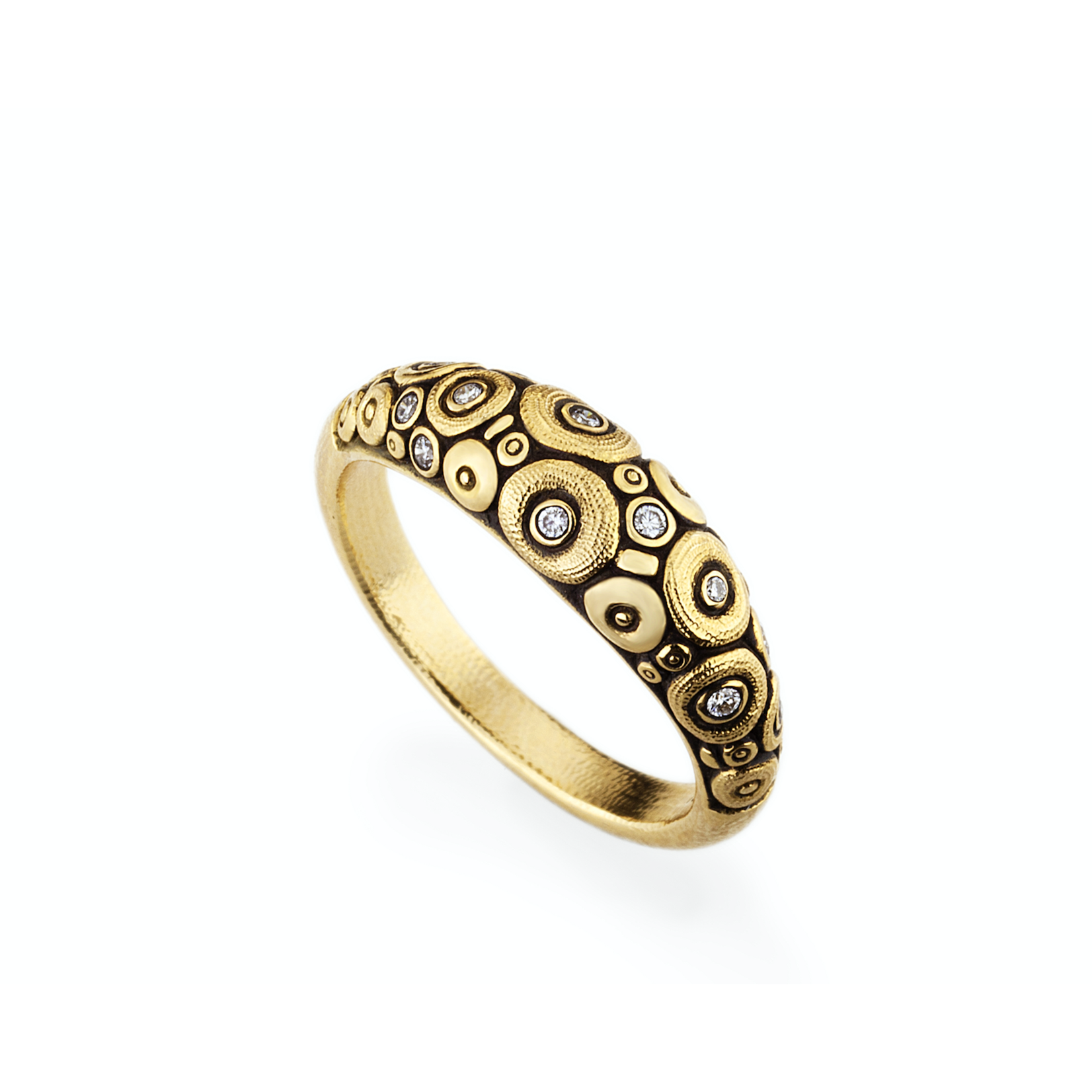 Alex Sepkus Diamond and 18k Yellow Gold "Orchard" Dome Ring