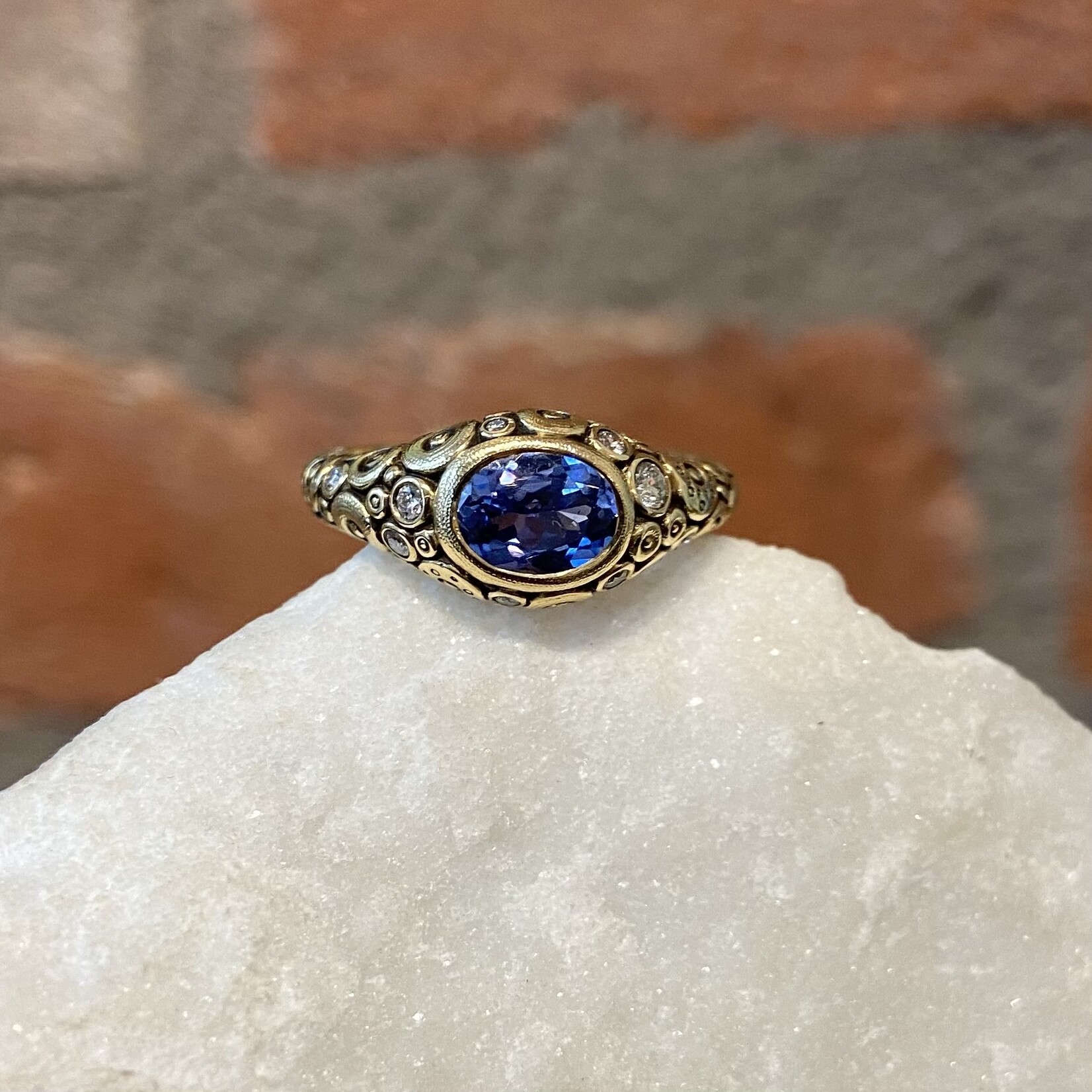 Alex Sepkus Oval Blue Sapphire and Diamond Ring