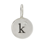 Heather Moore "K" Stamped on Sterling Silver Charm (mini) with Diamond