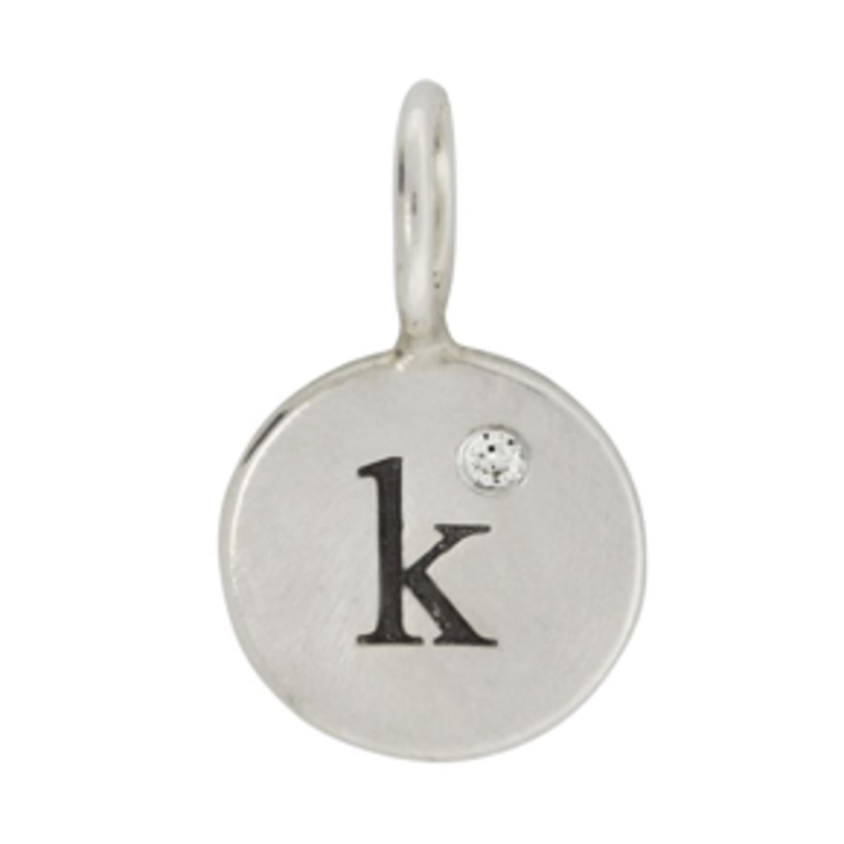 Heather Moore "K" Stamped on Sterling Silver Charm (mini) with Diamond