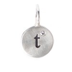 Heather Moore "T" Stamped on Sterling Silver Round Charm (mini) with Diamond