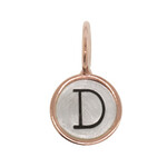 Heather Moore "D" Stamped on Sterling Silver Round Charm (Size 1) with 14k Rose Gold Frame