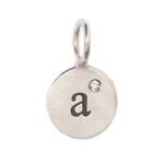Heather Moore "A" Stamped on a Sterling Silver Round Charm (mini) with Diamond