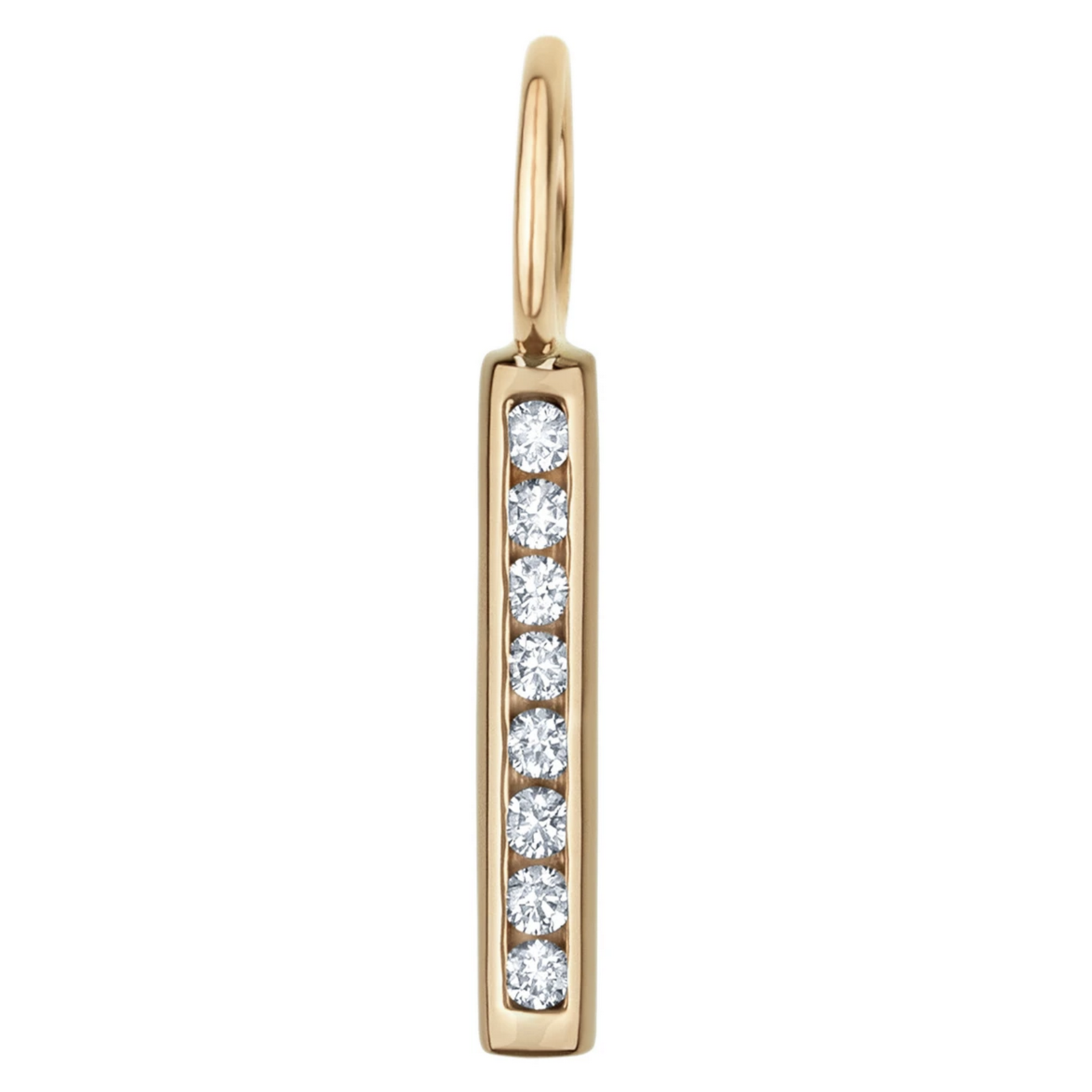 Heather Moore 14K Yellow Gold Free Hanging Bar Charm (Size Small) with Channel Set White Diamonds (8)