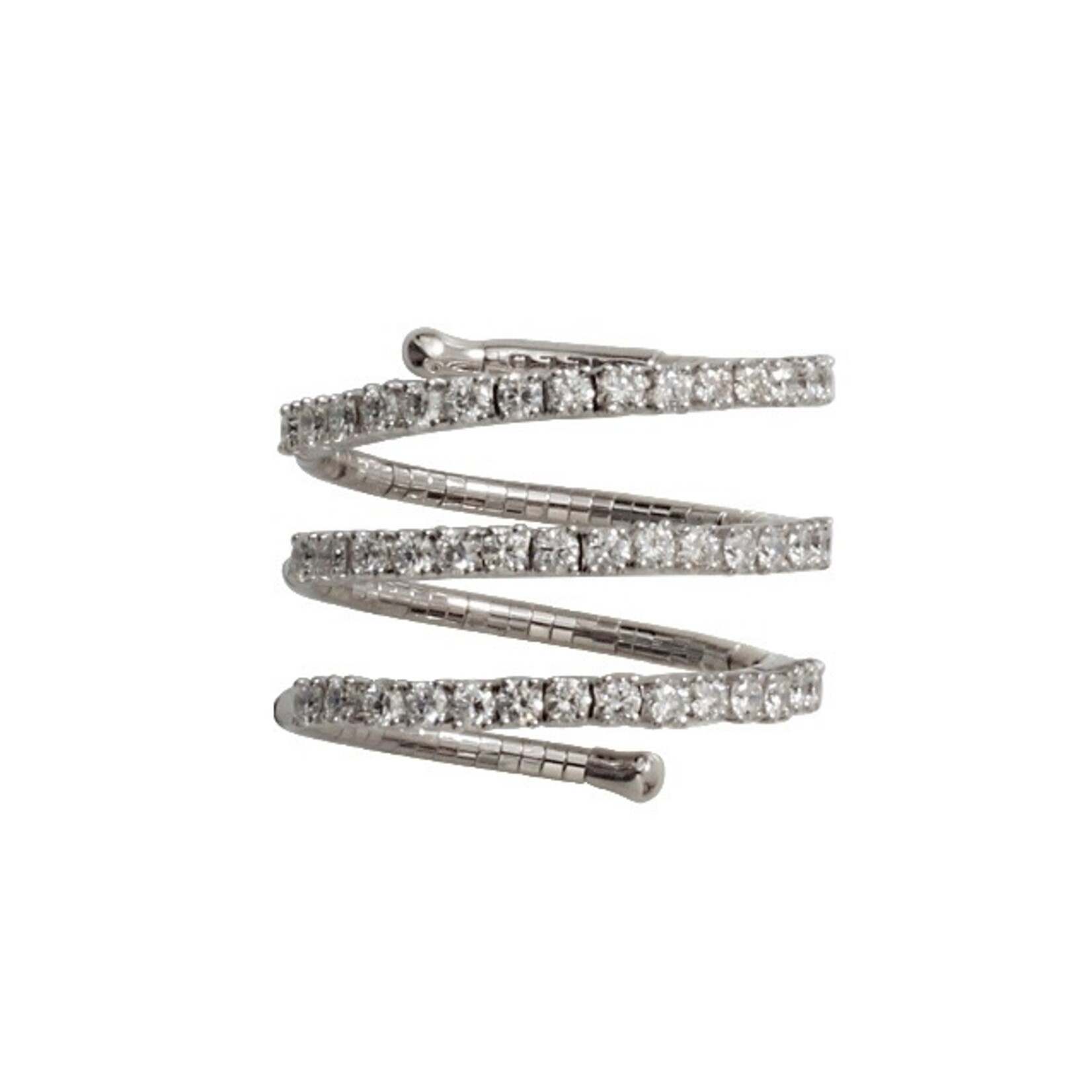 Mattia Cielo Rugiada Three Row White Gold and Diamond (.95cts) Tennis Ring, Size Small