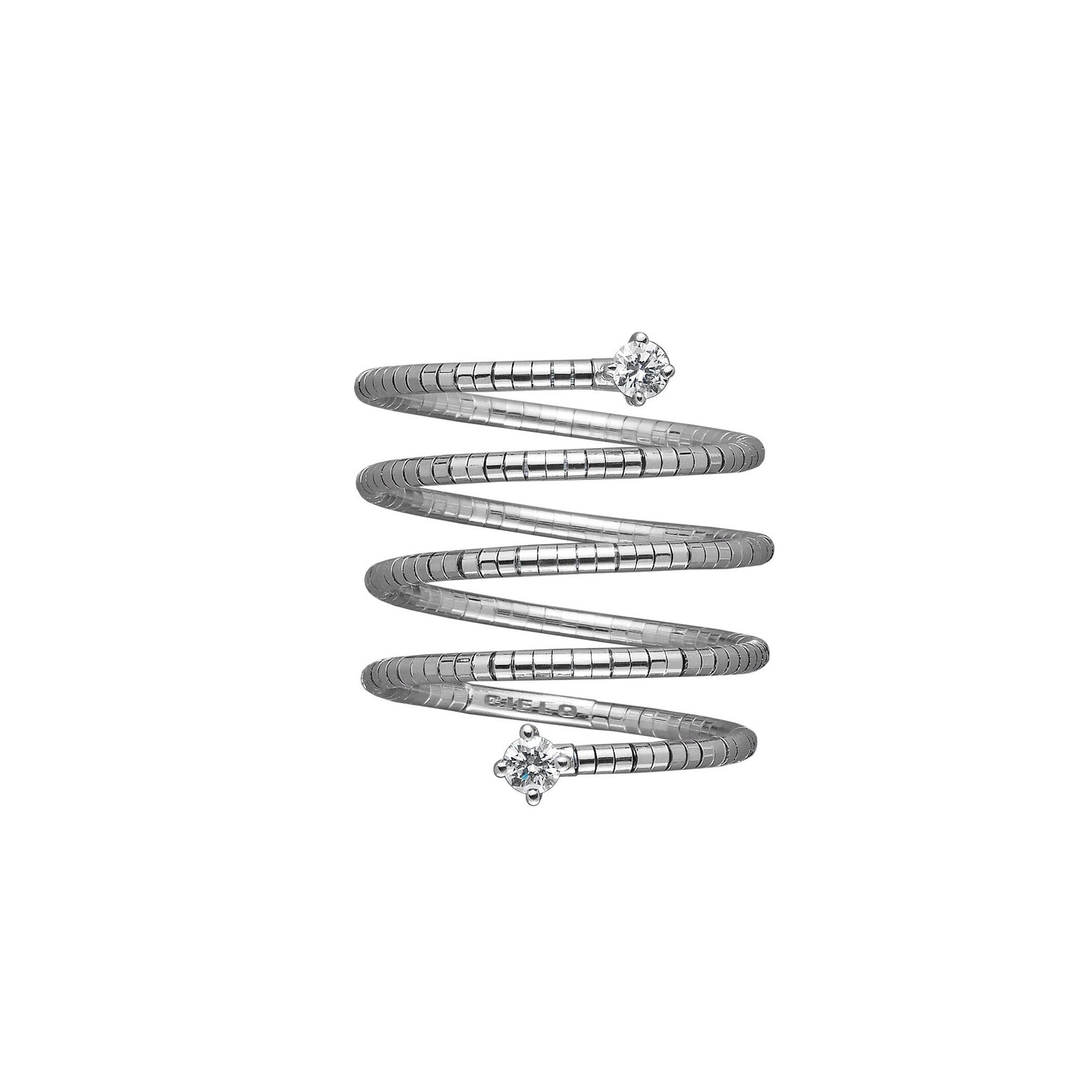 Mattia Cielo 5 Row, 2 Diamond (.20 ct) and 18k White Gold Wrap Ring, Size Medium