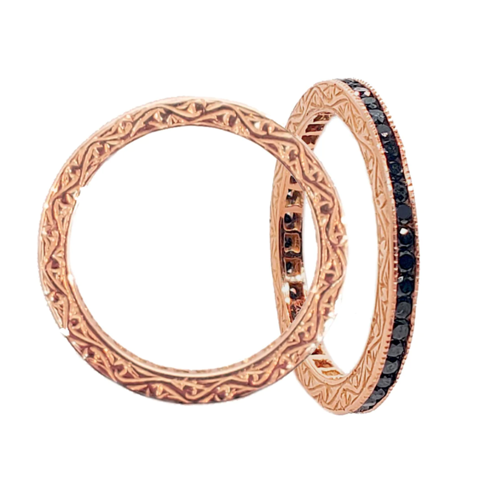 Sethi Couture Rose Gold Channel Black Diamond Band
