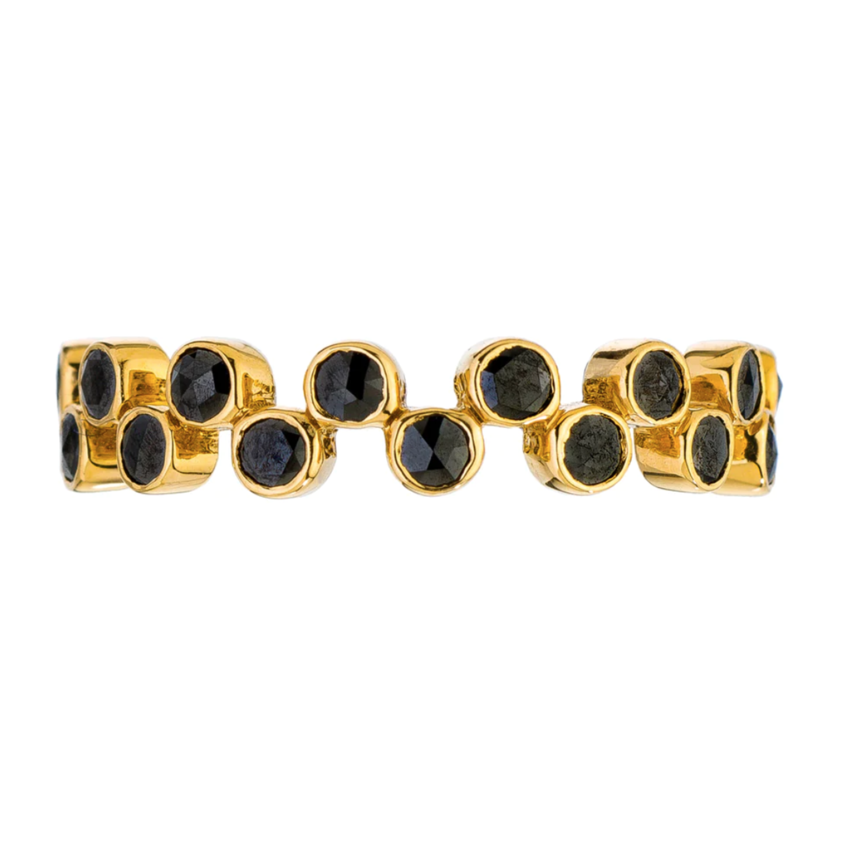 Sethi Couture Yellow Gold Zig Zag Black Diamond Band