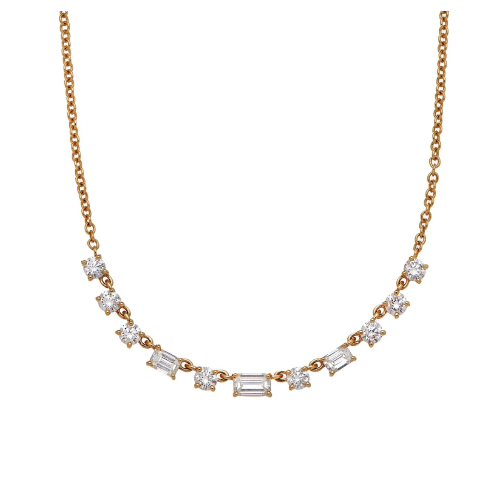 Sethi Couture Yellow Gold Madison White Diamond Necklace 18"