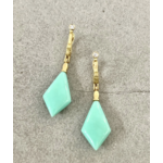 Alex Sepkus Green Opal 19.50cts 18K YG Sticks and Stones Earrings w/2 Diamonds .11ct