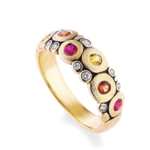 Alex Sepkus Fire Mix Sapphires and 18k Yellow Gold "Candy" Dome Ring