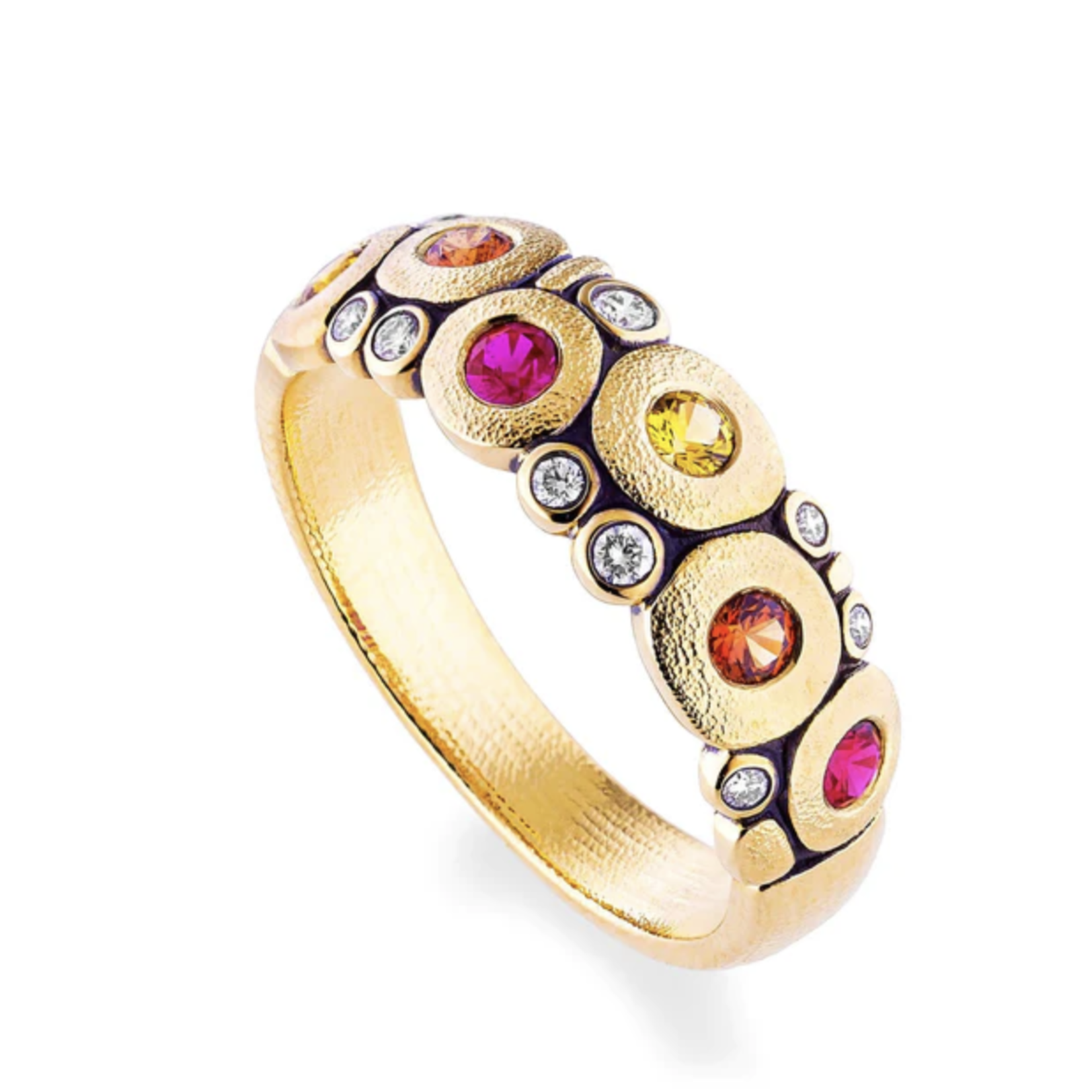 Alex Sepkus Fire Mix Sapphires and 18k Yellow Gold "Candy" Dome Ring