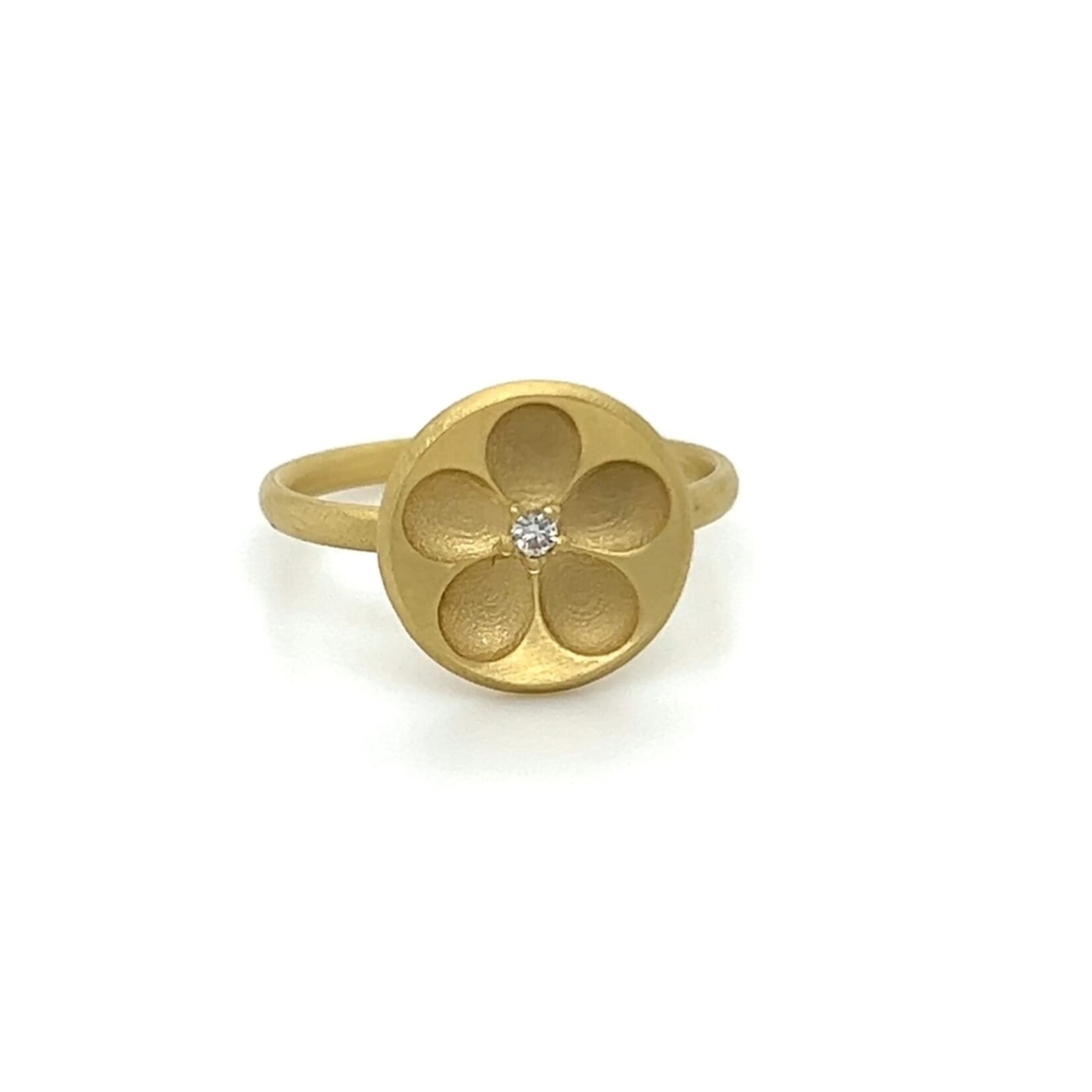 Perfect Jewel Heist 5 Petal Ring 18k and Diamond .03ct