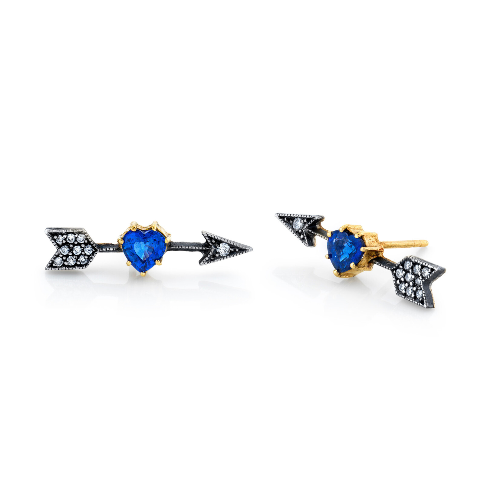Arman Sarkisyan Sapphire Heart Arrow Stud Earrings