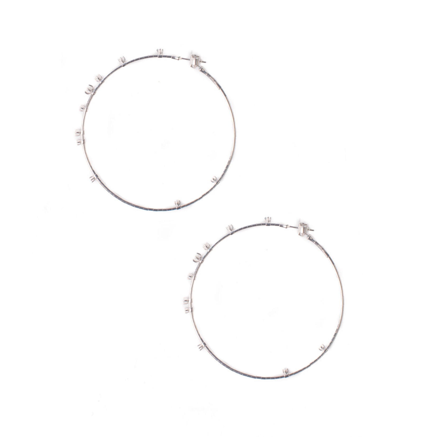 Mattia Cielo Large Rugiada 18k White Gold & Diamond (.47cts) Hoop Earrings
