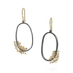 Todd Reed 18k Yellow Gold and Patina Sterling Silver Oval Earrings with Diamonds