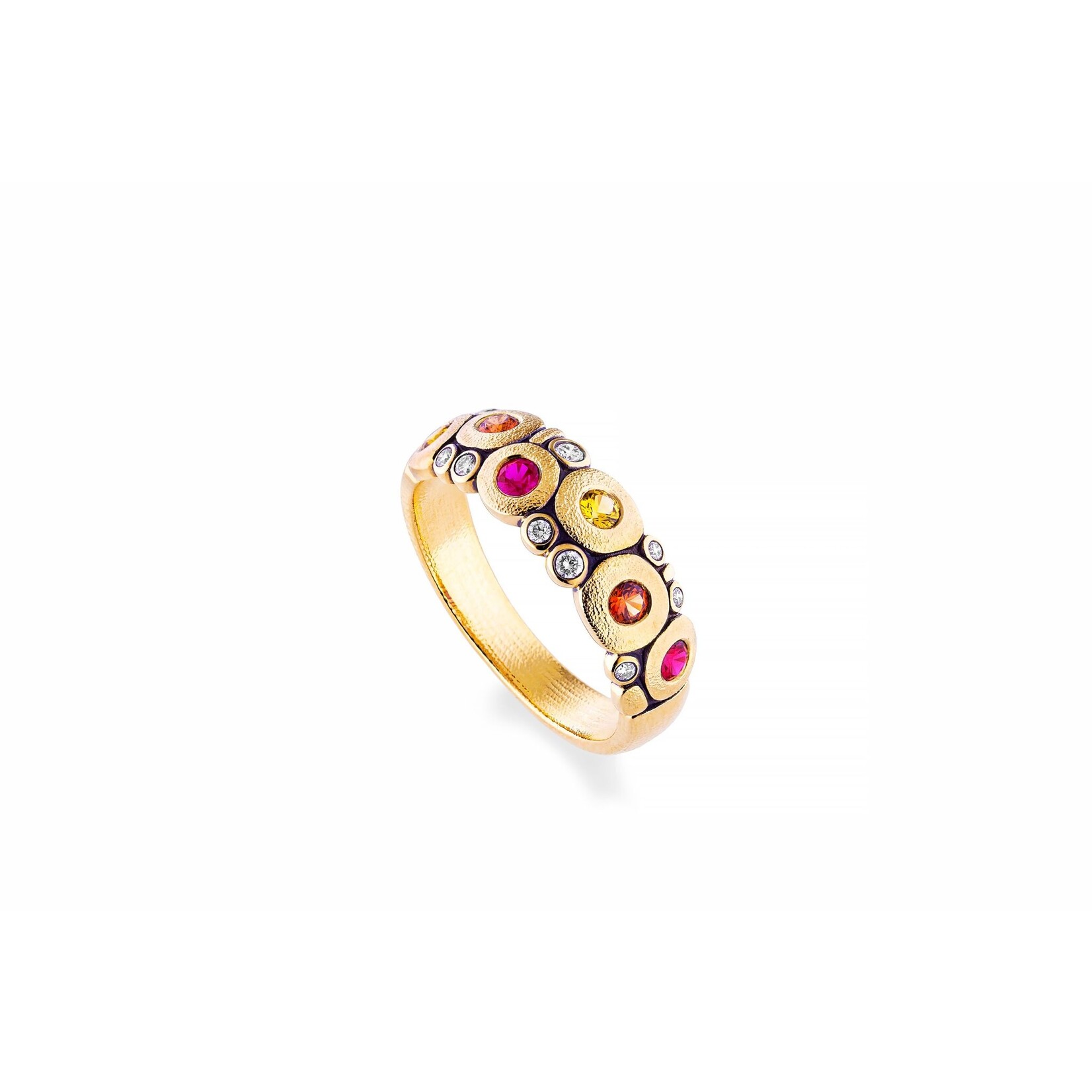 Alex Sepkus Fire Mix Sapphires and Yellow Gold "Candy" Dome Ring