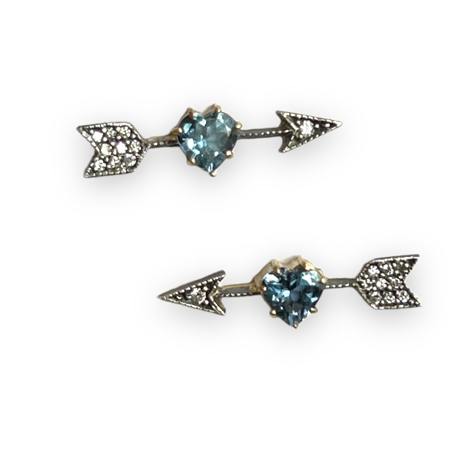 Arman Jewelry Aquamarine Heart Arrow Studs