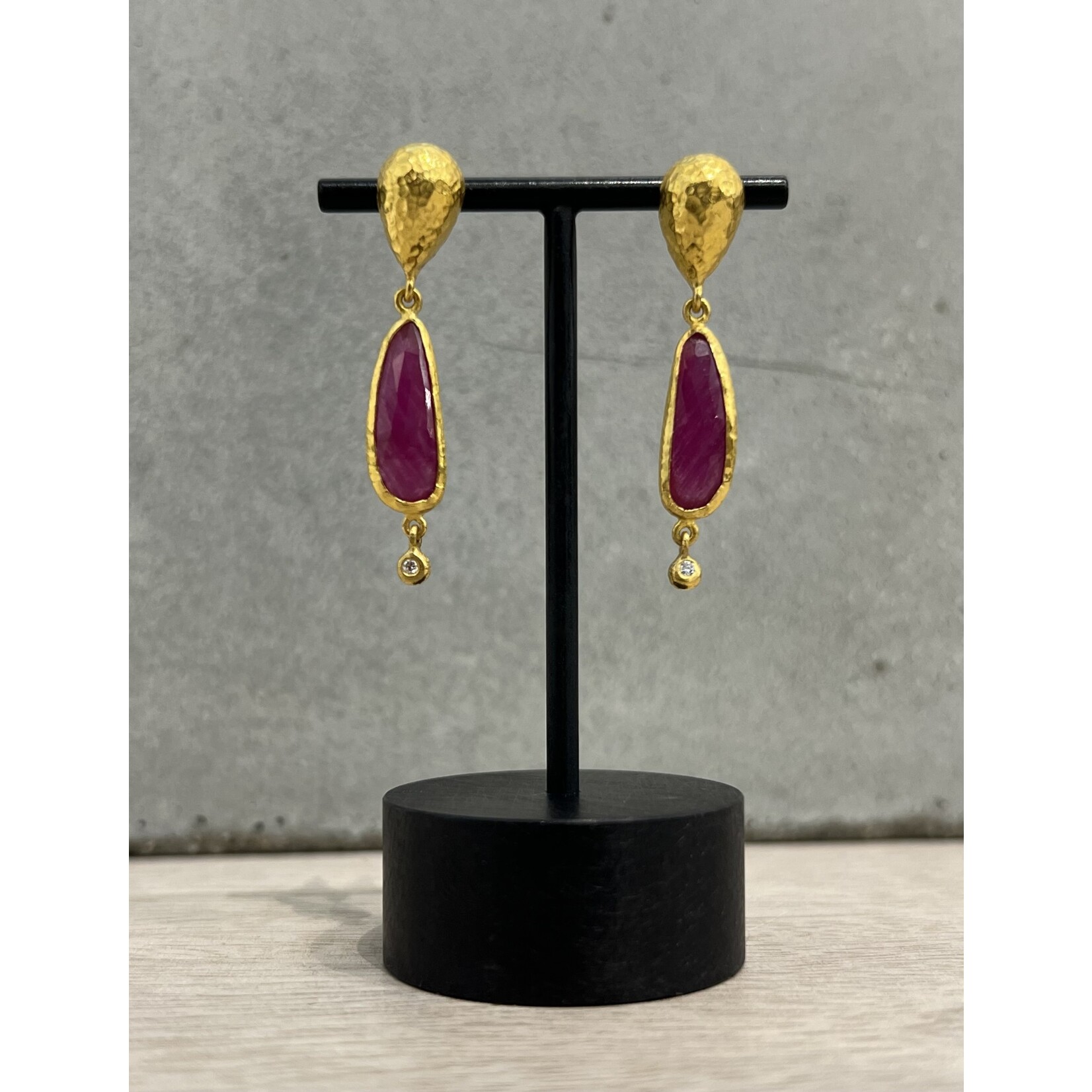 ARA Collection 24k Gold and Ruby Drop Earrings