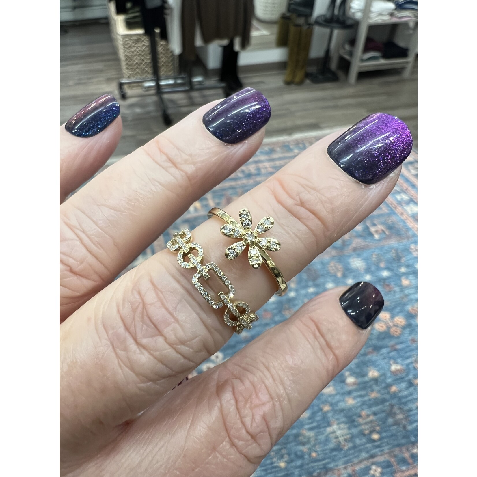 Lui Jewelry 14k & Pave Diamond (.11) Flower Ring, Size 6