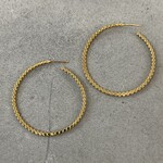 DeNev Medium Forged Bead 18k Yellow Gold Vermeil Hoops