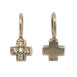 Erica Molinari Antique Tiny Diamond Cross Charm with Diamonds .65cts, 14K Gold