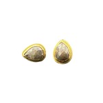 ARA Collection 24k Gold and Rose Cut Pear Shape Raw Diamond Earrings