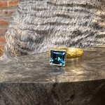 ARA Collection 24k Gold Square Blue Topaz Ring (3.1ct)