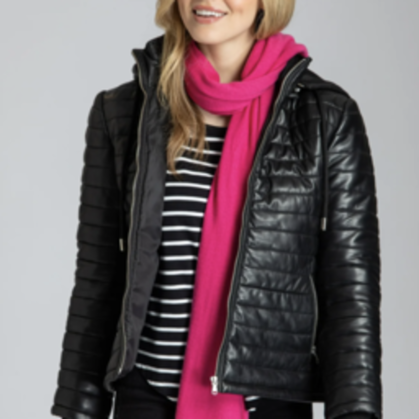 Leather Puffer Jacket w/ detachable hood