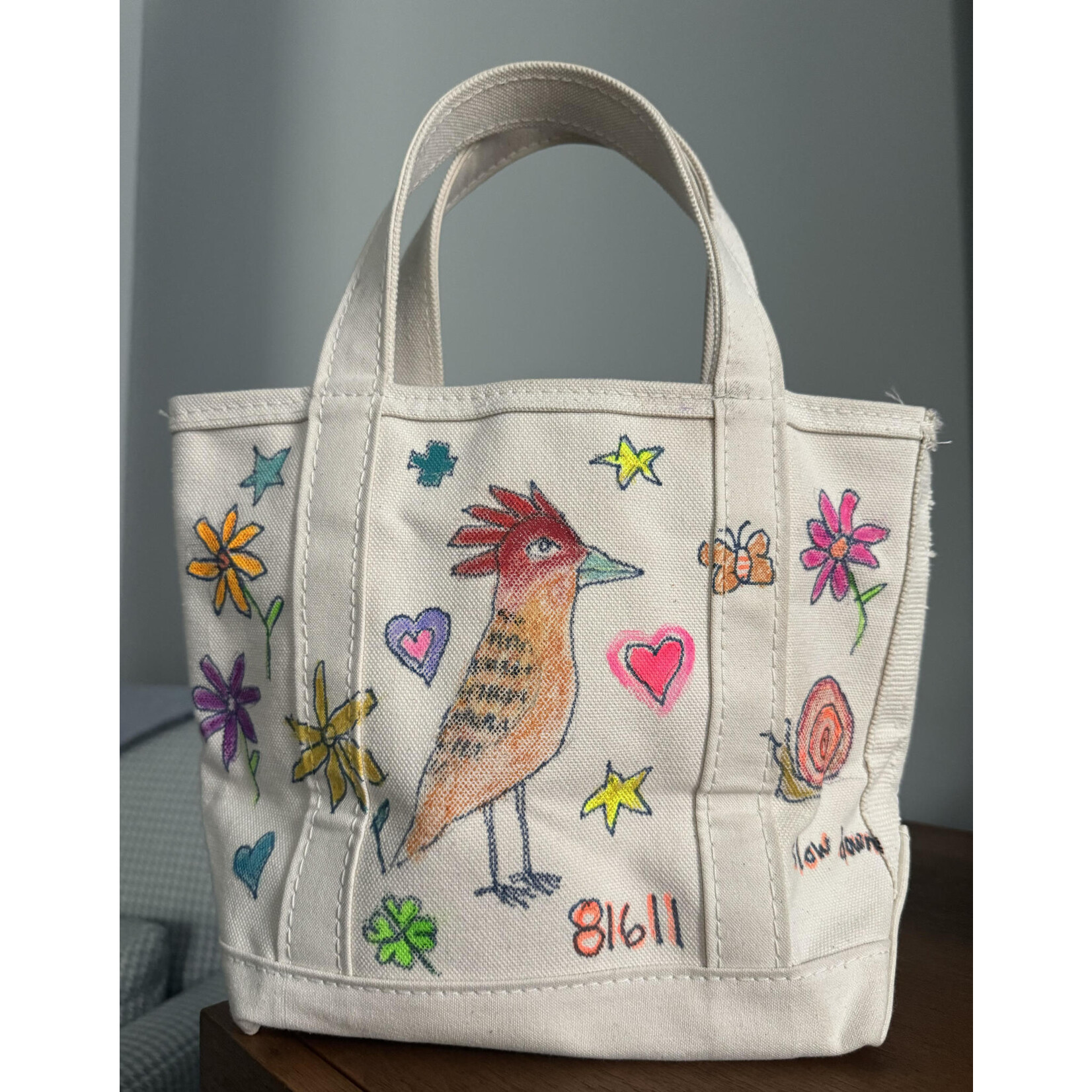 Kim Wyly Small Canvas Tote w/ Zipper - Woodpecker/Woody Creek