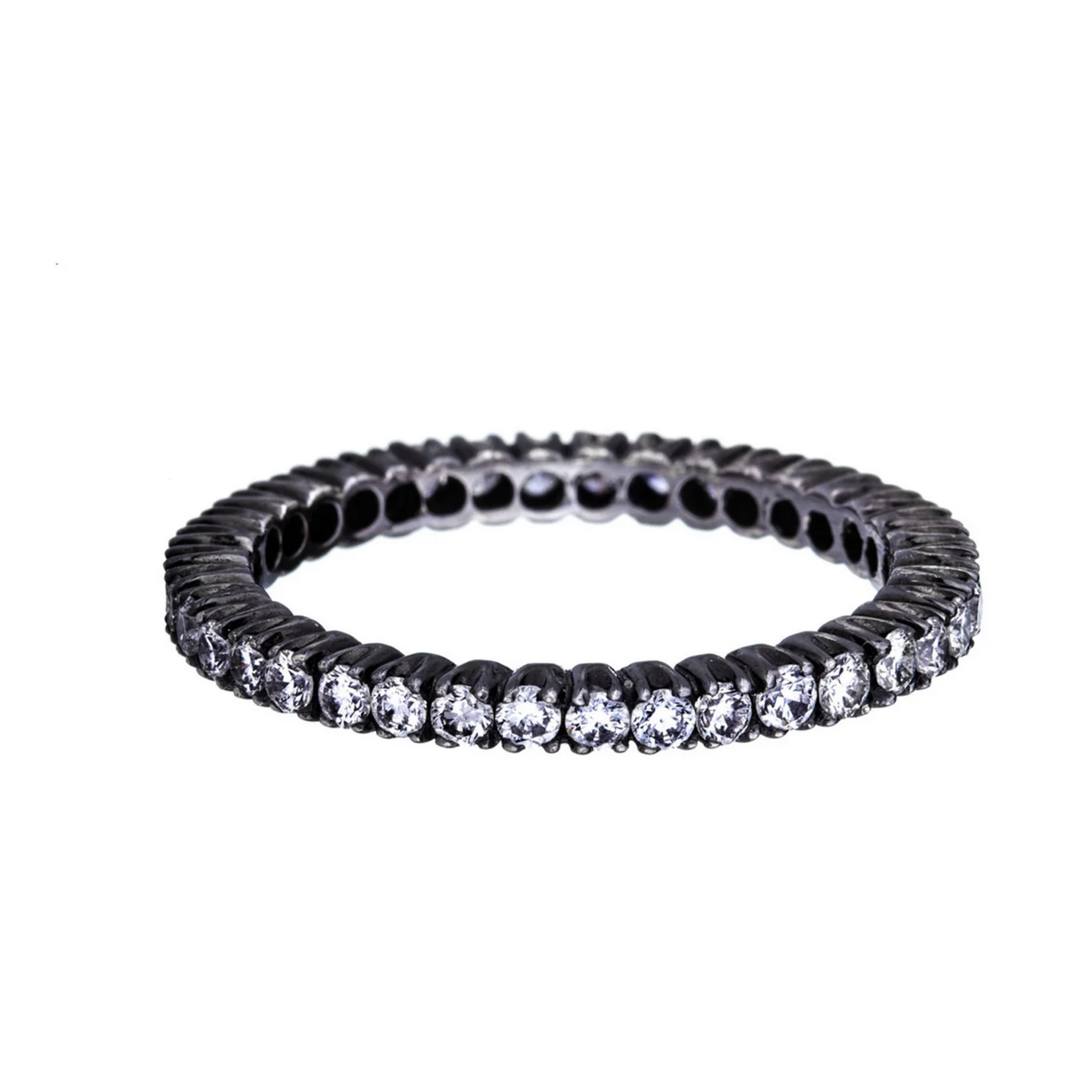 Sethi Couture White Diamonds Prong Set Black 18k