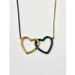 ARA Collection Oxidized Silver & Gold Interlocked Heart Necklace