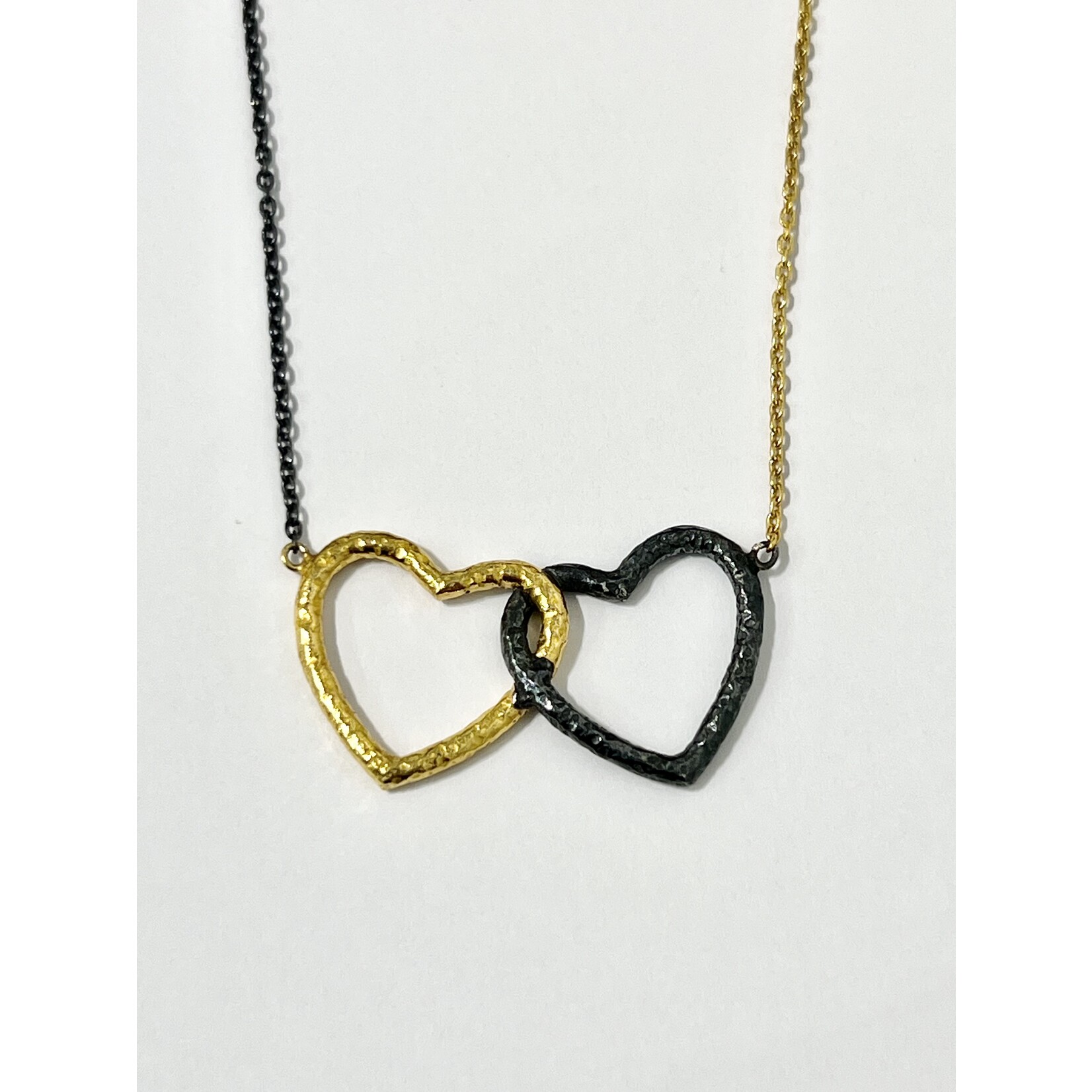 ARA Collection Oxidized Silver & Gold Interlocked Heart Necklace