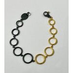 ARA Collection 24k Gold & Oxidized Silver Circles Bracelet