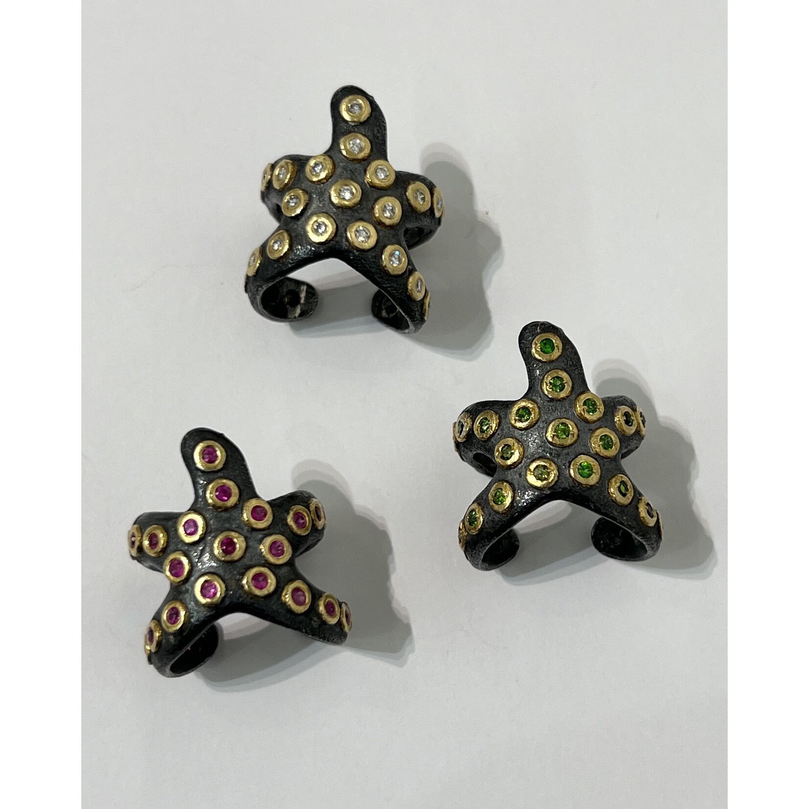 ARA Collection Oxidized Silver, 24k, & Diamond Starfish Ring